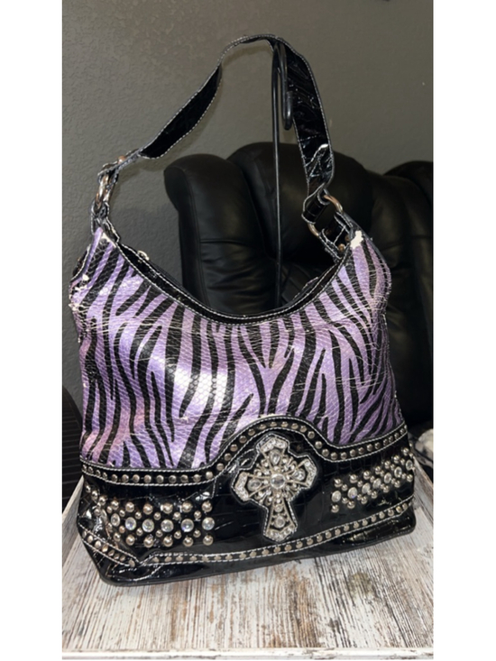 Unbranded Handbags - Women's Unbranded Shoulder Bag One Size Purple Black Zebra Print
